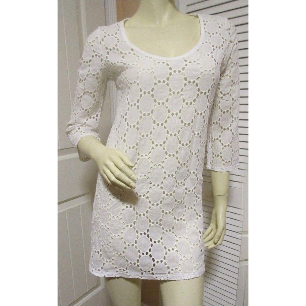 Jordan Taylor White Swim Cover Small White Up Mini Beach Resort Wear Sundress